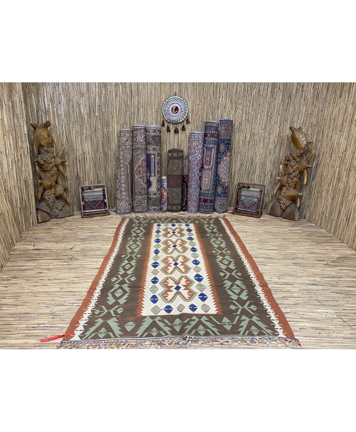 Handmade Turkish Denizli Nomadic Original  Wool on Wool Kilim – FREE SHIPPING..!